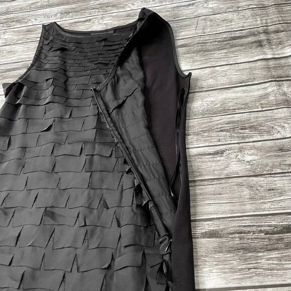 Alfani Sleeveless Flutter Front Flapper Style Mini Dress 4 LBD Black Dress Short - Picture 6 of 12